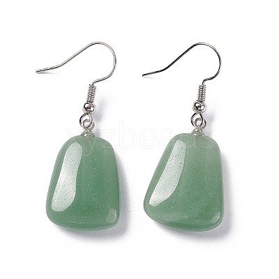 Natural Green Aventurine Trapezoid Dangle Earrings EJEW-D188-02P-06-1
