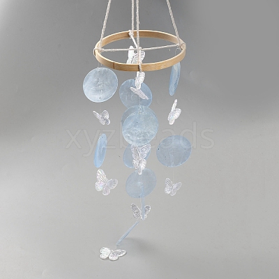 Dyed Natural Shell Slices Wind Chimes HJEW-WH20010-13B-1