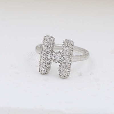 Brass Micro Pave Clear Cubic Zirconia Cuff Rings FS-WG17FF6-08-1