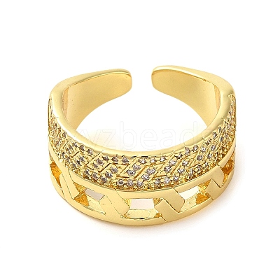 Brass Micro Pave Cubic Zirconia Cuff Rings RJEW-P102-15G-1