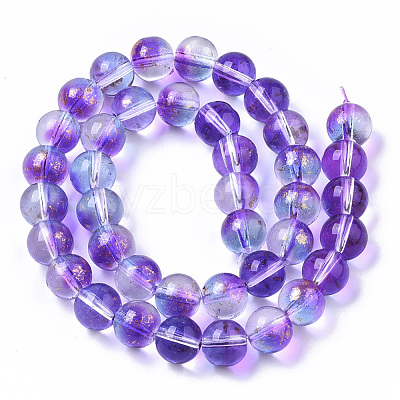 Transparent Spray Painted Glass Bead Strands X-GLAA-N035-03D-B03-1