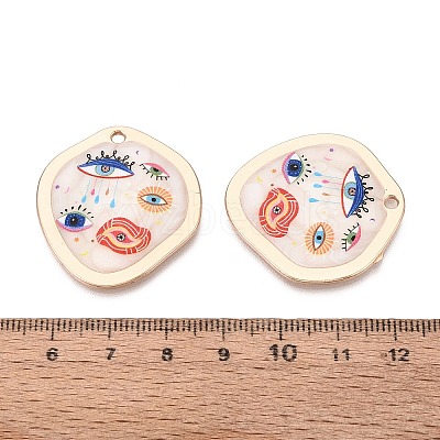 Printed Alloy Enamel Pendants ENAM-N071-11G-02-1