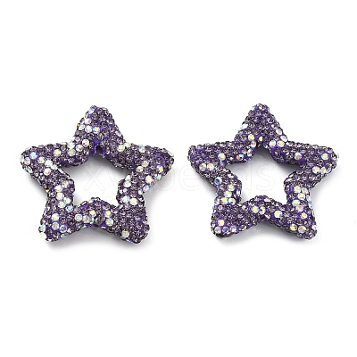 Star Shape Polymer Clay Rhinestone Beads CLAY-NH0001-06N-1