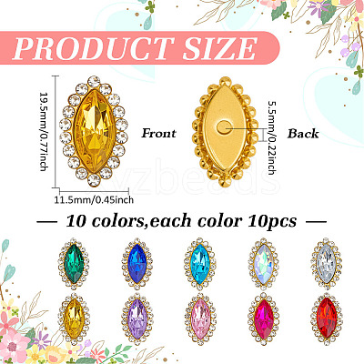 100Pcs 10 Colors Horse Eye Sew on Rhinestone DIY-MA0006-92-1