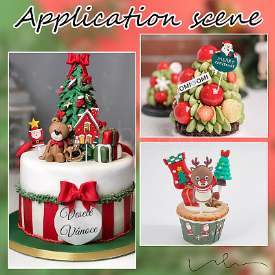 24Pcs 12 Styles Christmas Plastic Cake Toppers AJEW-SC0003-53B-1