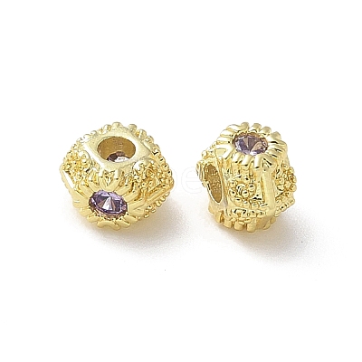 Brass Micro Pave Cubic Zirconia Beads KK-A236-19G-02-1