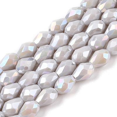 Opaque Solid Color Electroplate Glass Beads Strands X-EGLA-N013-P6mm-B05-1