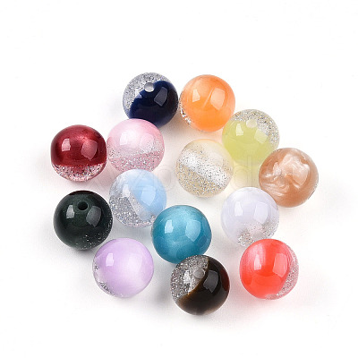 Two Tone Transparent Resin Beads RESI-N042-12mm-07-1