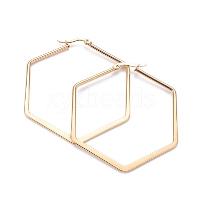 201 Stainless Steel Angular Hoop Earrings X-EJEW-F205-13G-B-1