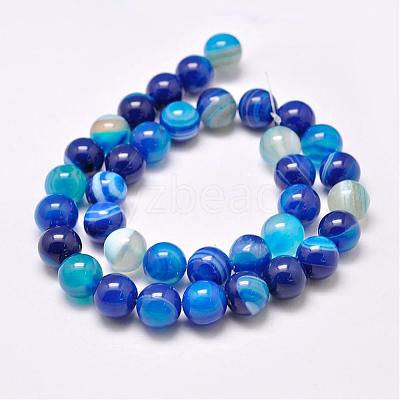 Natural Striped Agate/Banded Agate Bead Strands G-G962-10mm-03-1