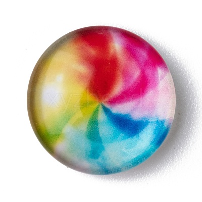 Mosaic Printed Glass Half Round/Dome Cabochons GGLA-N004-16mm-G-1