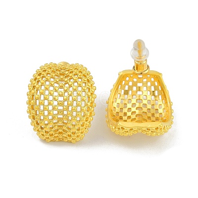 Hollow Camber Brass Stud Earrings EJEW-Q391-21G-02-1