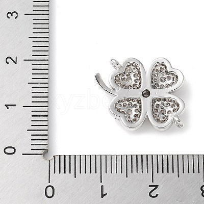 Brass Micro Pave Clear Cubic Zirconia Connector Charms KK-C086-04P-1