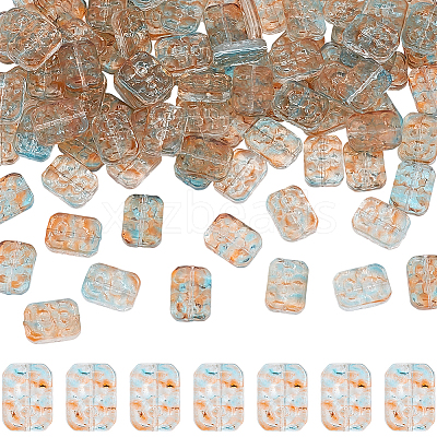 100Pcs Transparent Spray Painted Glass Beads GLAA-PA0001-60B-1