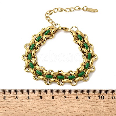304 Stainless Steel Enamel Link Chain Bracelets for Women BJEW-A152-03G-1