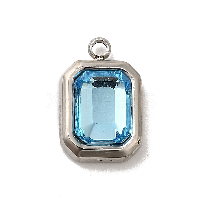 High Polished 304 Stainless Steel Glass Pendants STAS-L022-062P-08-1