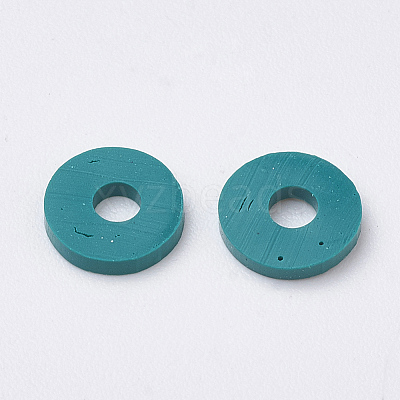 Flat Round Handmade Polymer Clay Bead Spacers CLAY-R067-3.0mm-07-1