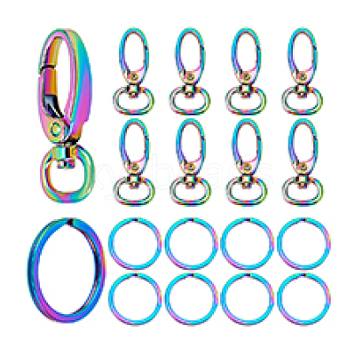 20Pcs 2 Style Oval Alloy Swivel Clasps Lanyard Snap Hook FIND-PH0026-93-1
