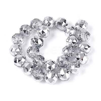 Electroplate Transparent Glass Round Beads Strands EGLA-T029-8mm-12T-04-1