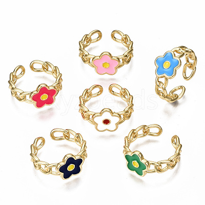 Brass Enamel Cuff Rings RJEW-N035-007-NF-1