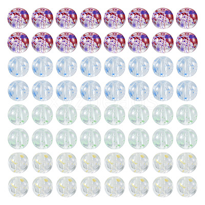 200Pcs 4 Colors Baking Paint Transparent Glass Bead Strands DGLA-TA0001-07-1