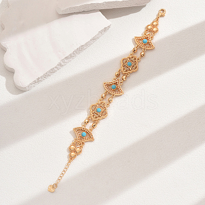 Vintage Brass Glass Hollow Link Bracelets for Women QG3110-5-1
