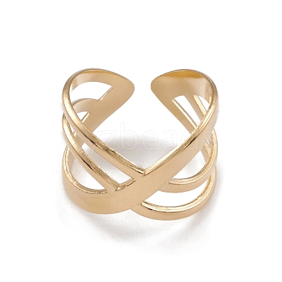 Ion Plating(IP) 304 Stainless Steel Cuff Rings RJEW-G285-37G-1