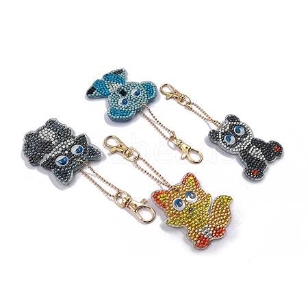 Animal DIY Diamond Painting Keychain Kits DIAM-PW0010-68-01-1