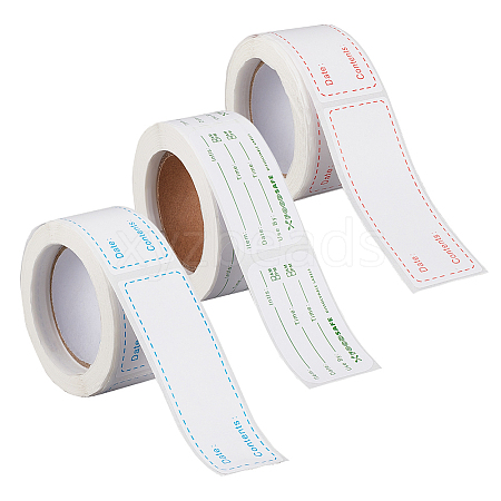 FINGERINSPIRE 3 Rolls 3 Styles Rectangle Date Blank Stickers DIY-FG0003-87-1