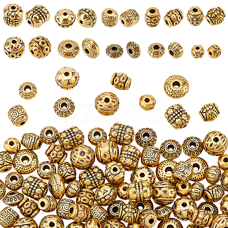   100Pcs 10 Styles Tibetan Style Alloy Beads FIND-PH0018-85-1