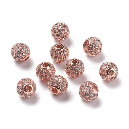 Brass Cubic Zirconia Beads ZIRC-F001-31RG-1