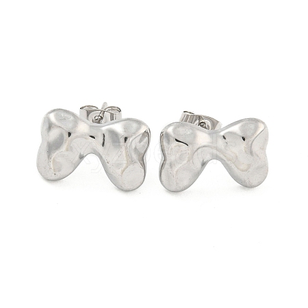 Non-Tarnish Bowknot 304 Stainless Steel Ear Studs EJEW-L290-020P-1