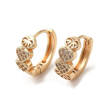 Brass Micro Pave Cubic Zirconia Hoop Earrings EJEW-C073-32KCG-1