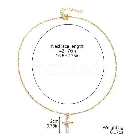 Alloy Crystal Rhinestone Cross Pendant Necklaces for Women FS-WGA4DD0-04-1