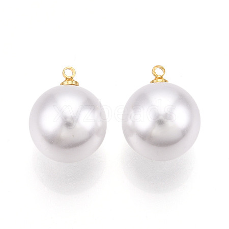Brass & ABS Plastic Imitation Pearl Pendants KK-N261-16mm-121G-1