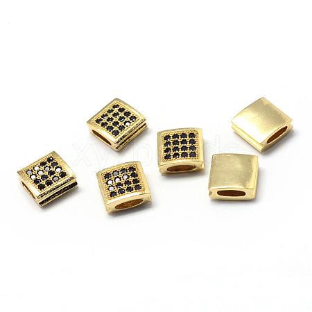 Rack Plating Brass Cubic Zirconia Beads ZIRC-S036-01G-1