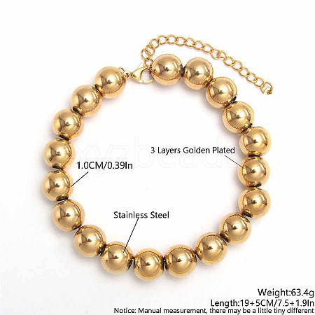 Simple Fashion Round Stainless Steel Beaded Bracelets for Women UG2742-8-1