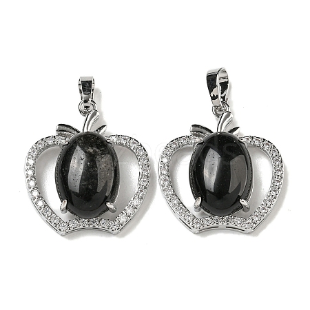 Natural Obsidian with Clear Cubic Zirconia Pendants G-G133-03P-23-1