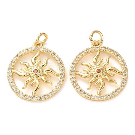 Brass Micro Pave Orange Cubic Zirconia Pendants CU-E003-16G-D-1