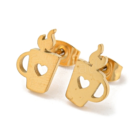 Golden 304 Stainless Steel Stud Earrings for Women EJEW-E294-01G-04-1
