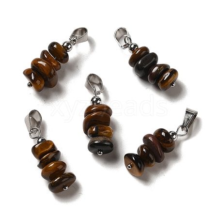 Natural Tiger Eye Chip Pendants G-H307-07P-02-1