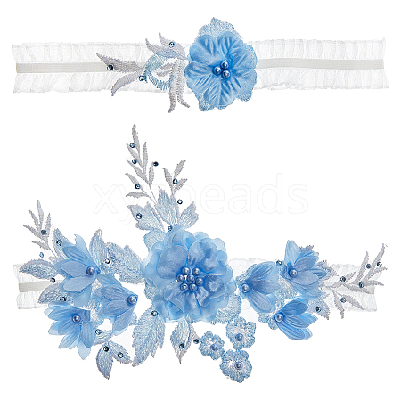 Flower Polyester Garter Leg Ring AJEW-WH0471-09A-1