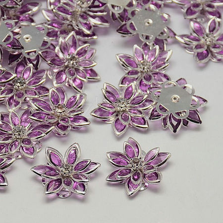 Acrylic Rhinestone Flower Flat Back Cabochons GACR-R016-04-1