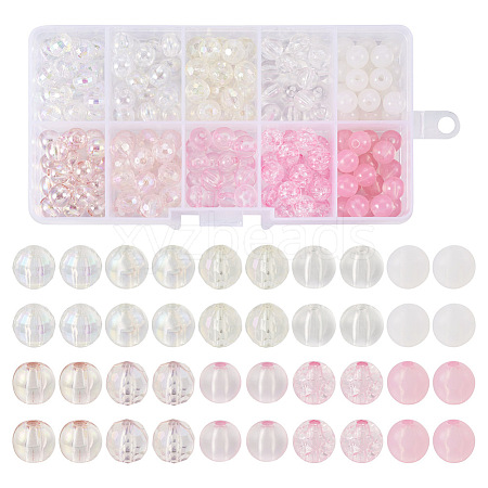 200Pcs 10 Style Transparent Acrylic Beads Sets MACR-TA0001-27-1