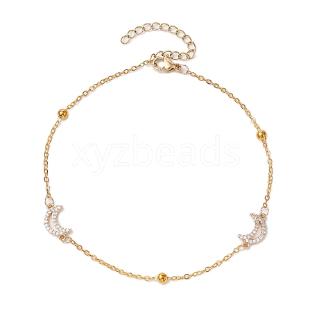 304 Stainless Steel with  Cubic Zirconia Anklet AJEW-AN00606-1