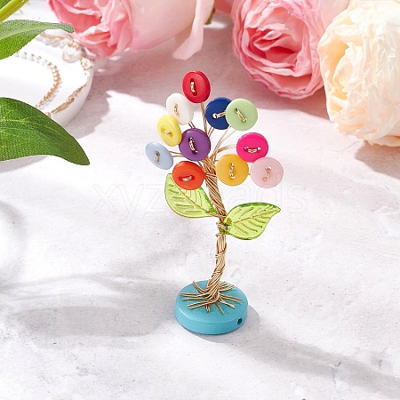 Resin Button Tree of Life Decorations AJEW-JF03414-04-1