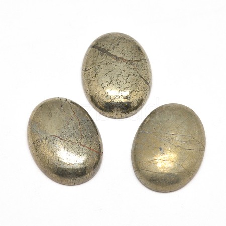 Oval Natural Pyrite Cabochons G-I125-10-14x10mm-1