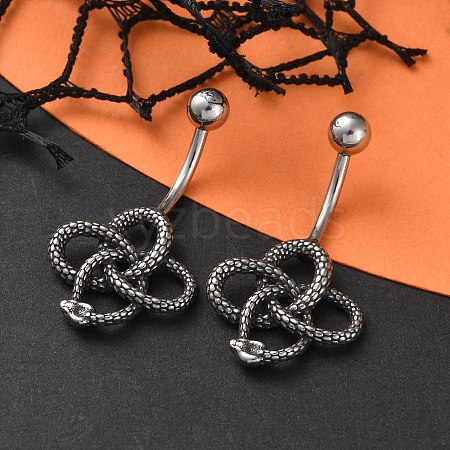 Snake 316 Surgical Stainless Steel Belly Button Rings/Earrings EJEW-G416-18A-AS-1