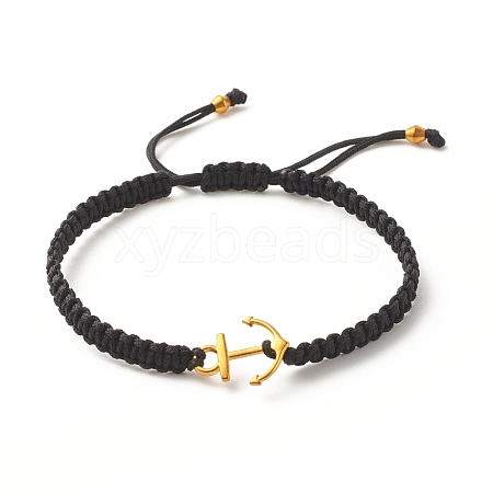 Alloy Anchor Braided Bead Bracelet BJEW-JB07845-1