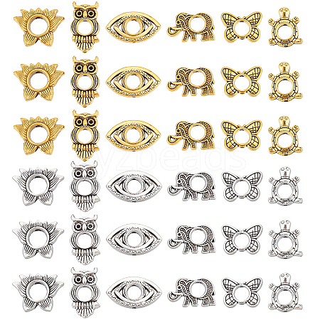   96Pcs 12 Style Tibetan Style Alloy Bead Frame TIBE-PH0002-11-1